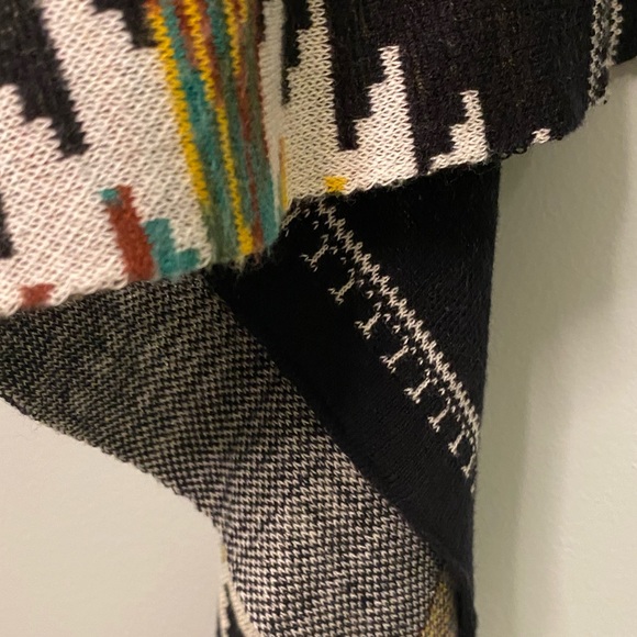 Ruff Hewn Aztec Draped Cardigan, Black/Ivory/Multi, Size Small - Picture 7 of 14